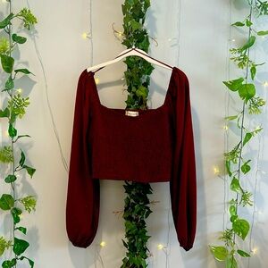 ALTAR’D STATE BURGUNDY LONG SLEEVE TOP